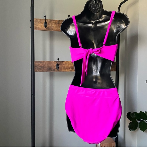 BAR III women’s Banded Bikini Top & Bottoms in neon orchid mixed sizes L/XL NEW - Picture 4 of 7